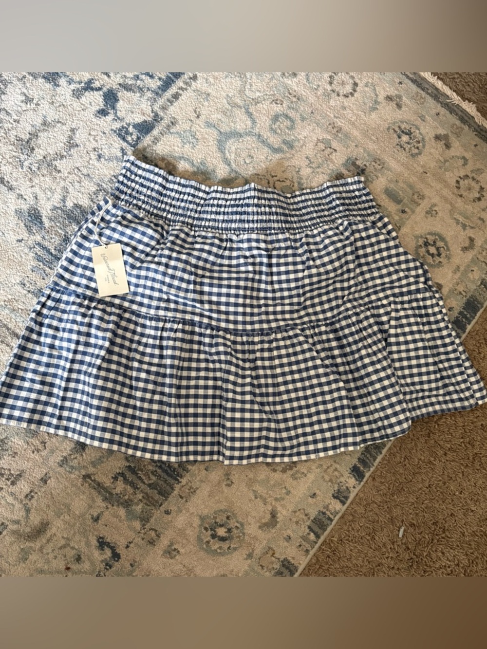 🌸3/$20🌸 NWT Universal Thread Blue Gingham Ruffle Skirt - Picture 4 of 4
